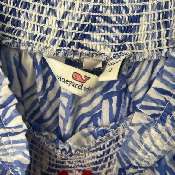 Vineyard Vines Size 2 Blue White Hi Lo Silk Maxi Dress Off The Shoulder - Picture 4 of 13